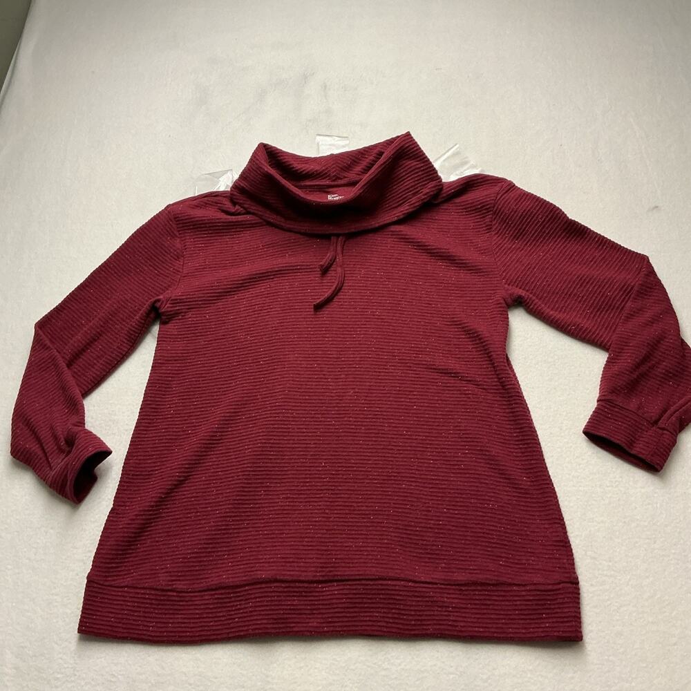 Kim Rogers Women's Cowl Neck Maroon Pullover Sweatshirt Speckled, Sz M, 4218